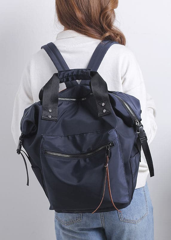 Stylish Navy Zipper Shoulder Bag Cotton Backpack Bag - Backpack Bag - DINIBLO 