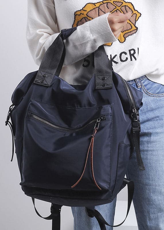 Stylish Navy Zipper Shoulder Bag Cotton Backpack Bag - Backpack Bag - DINIBLO 