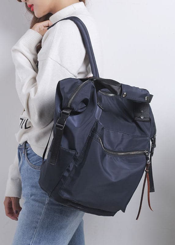 Stylish Navy Zipper Shoulder Bag Cotton Backpack Bag - Backpack Bag - DINIBLO 