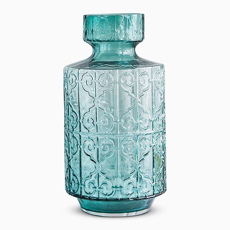 Retro Style Cylinder Blue Glass Flower Vases - Home Decor > Home Accessories > Vases - DINIBLO 