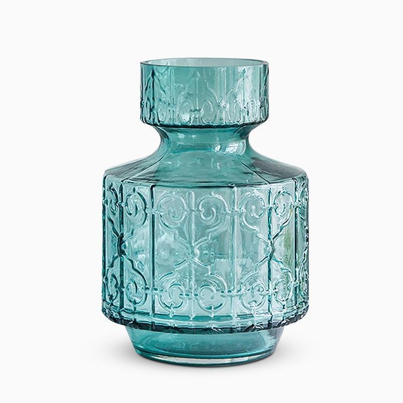 Retro Style Cylinder Blue Glass Flower Vases - Home Decor > Home Accessories > Vases - DINIBLO 