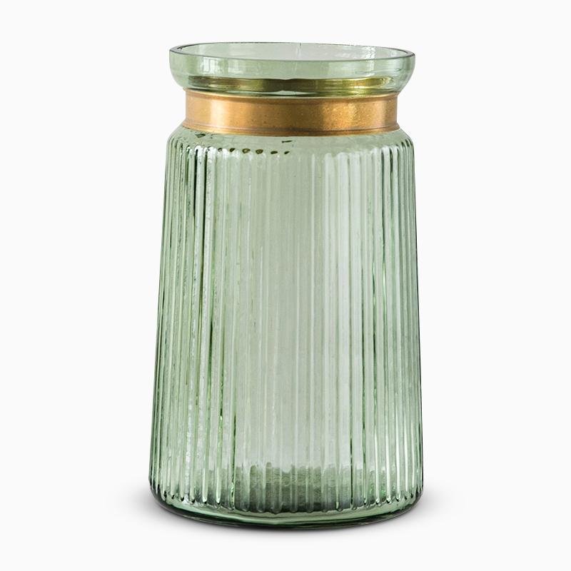 Modern Nordic Style Glass Cylinder Vase with Gold Belt - Home Decor > Home Accessories > Vases - DINIBLO 