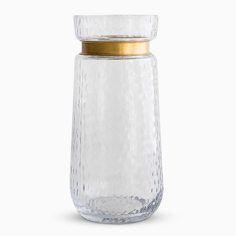 Cylinder Clear Glass Flower Vases with Gold Belt - Home Decor > Home Accessories > Vases - DINIBLO 