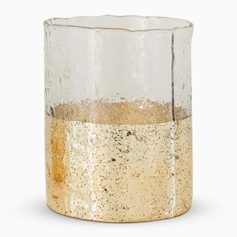 Cylinder Clear Glass Flower Vases with Gold Bottom - Home Decor > Home Accessories > Vases - DINIBLO 