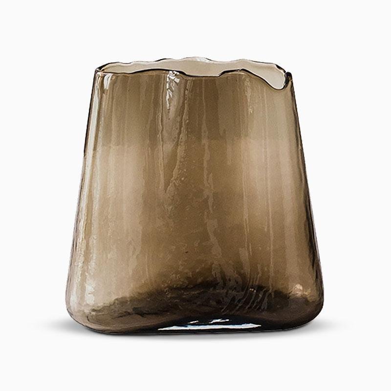 Brown Cylinder Table Glass Vases with Plum Blossom Wide Mouth - Home Decor > Home Accessories > Vases - DINIBLO 