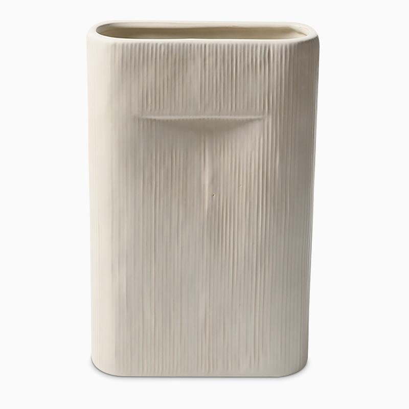 2- Piece Oval White Stripe Ceramic Flower Vases - Home Decor > Home Accessories > Vases - DINIBLO 