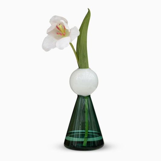 Green Glass Cone Vases Bud Flower Vases - Home Decor > Home Accessories > Vases - DINIBLO 