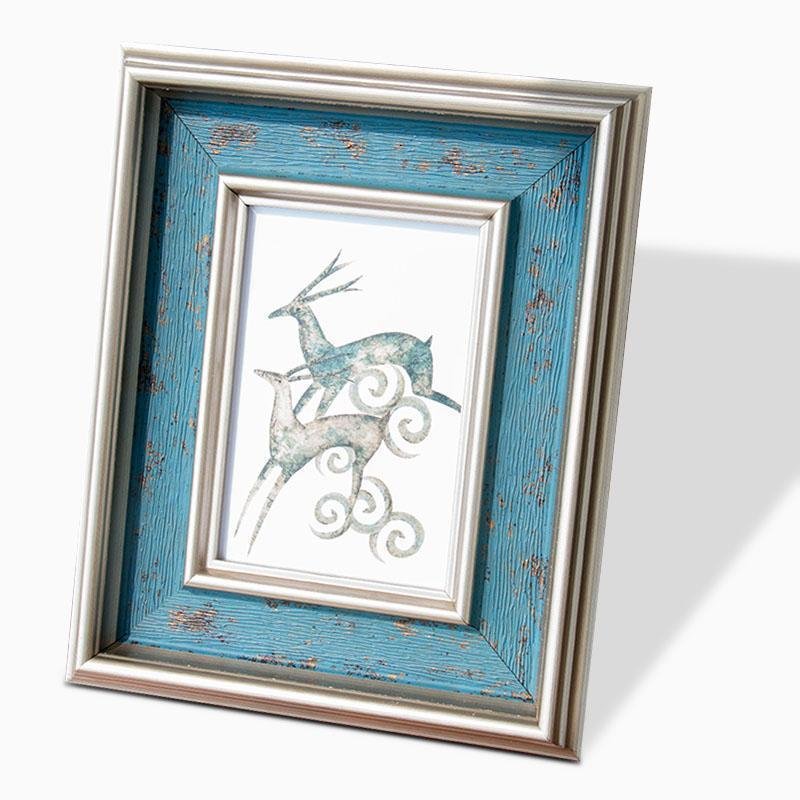 4'' x 6'' Rectangular Resin Blue Silver Gold Picture Frames - Home Decor > Home Accessories > Picture Frames - DINIBLO 