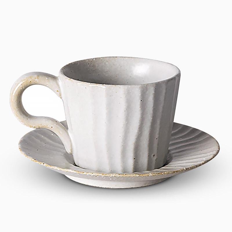 Lightly Splattered White Stoneware Cup With Spoon - Home Decor > Storage Containers > Cups & Bowls & Spoons - DINIBLO 