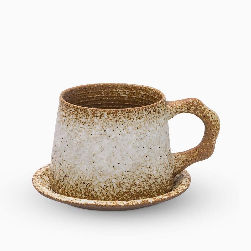 Non-Uniform Shape Stoneware Teacups Peppered With Spoon - Home Decor > Storage Containers > Cups & Bowls & Spoons - DINIBLO 