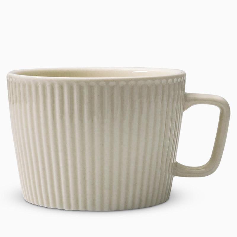 Stoneware Striped Coffee Latte Mug with Spoon Rattan Coaster - Home Decor > Storage Containers > Cups & Bowls & Spoons - DINIBLO 