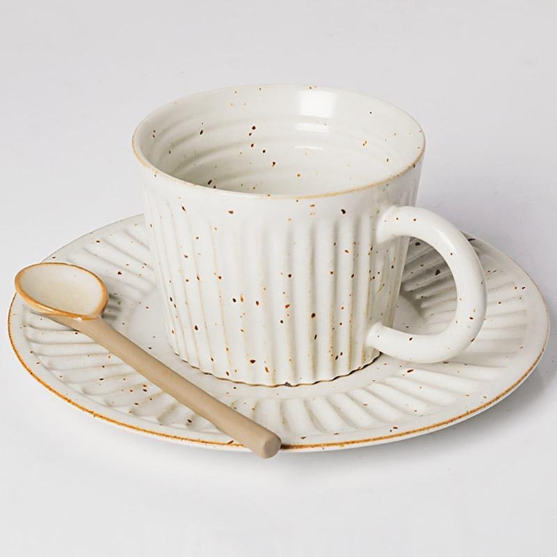 Stoneware Coffee Mugs Teacups with Spoon - Home Decor > Storage Containers > Cups & Bowls & Spoons - DINIBLO 