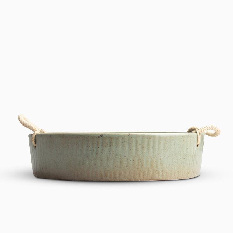 Stoneware Fruit Bread Serving Bowl with Rope Handle - Home Decor > Storage Containers > Cups & Bowls & Spoons - DINIBLO 