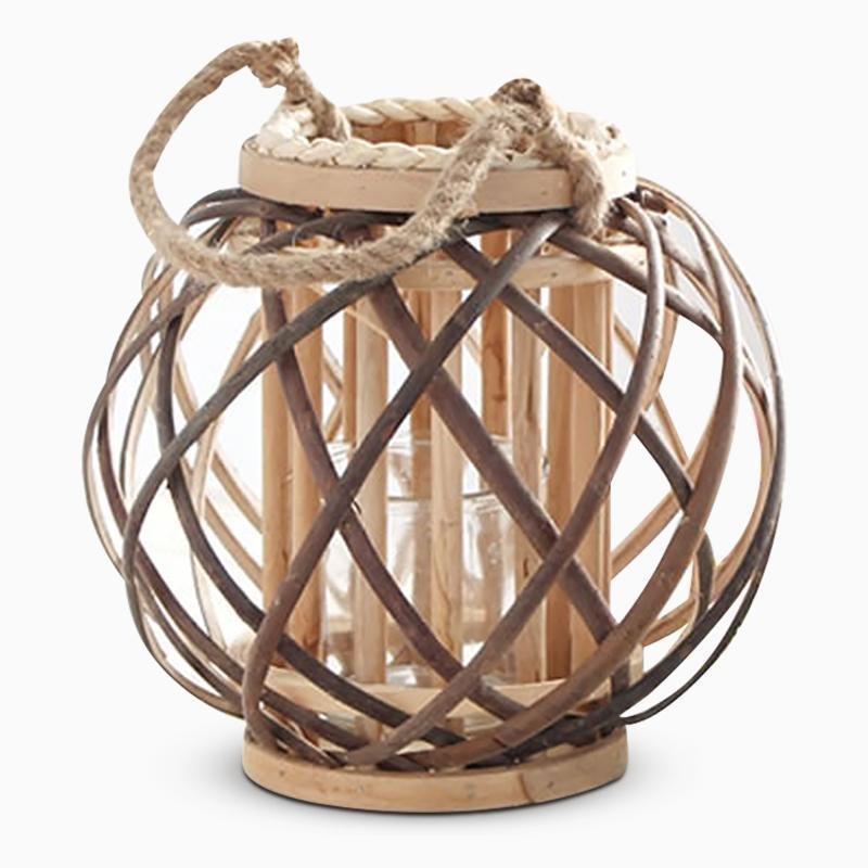 Handmade Globe Portable Retro Farmhouse Wicker Woven Lanterns - Home Decor > Candle holders & Lanterns > Lanterns - DINIBLO 