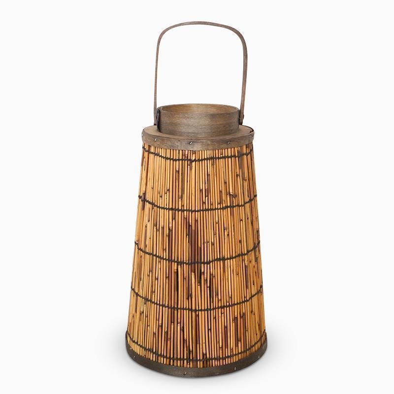 Cylinder Cone Cuboid Shaped Wicker Woven Lanterns with Single Handle - Home Decor > Candle holders & Lanterns > Lanterns - DINIBLO 