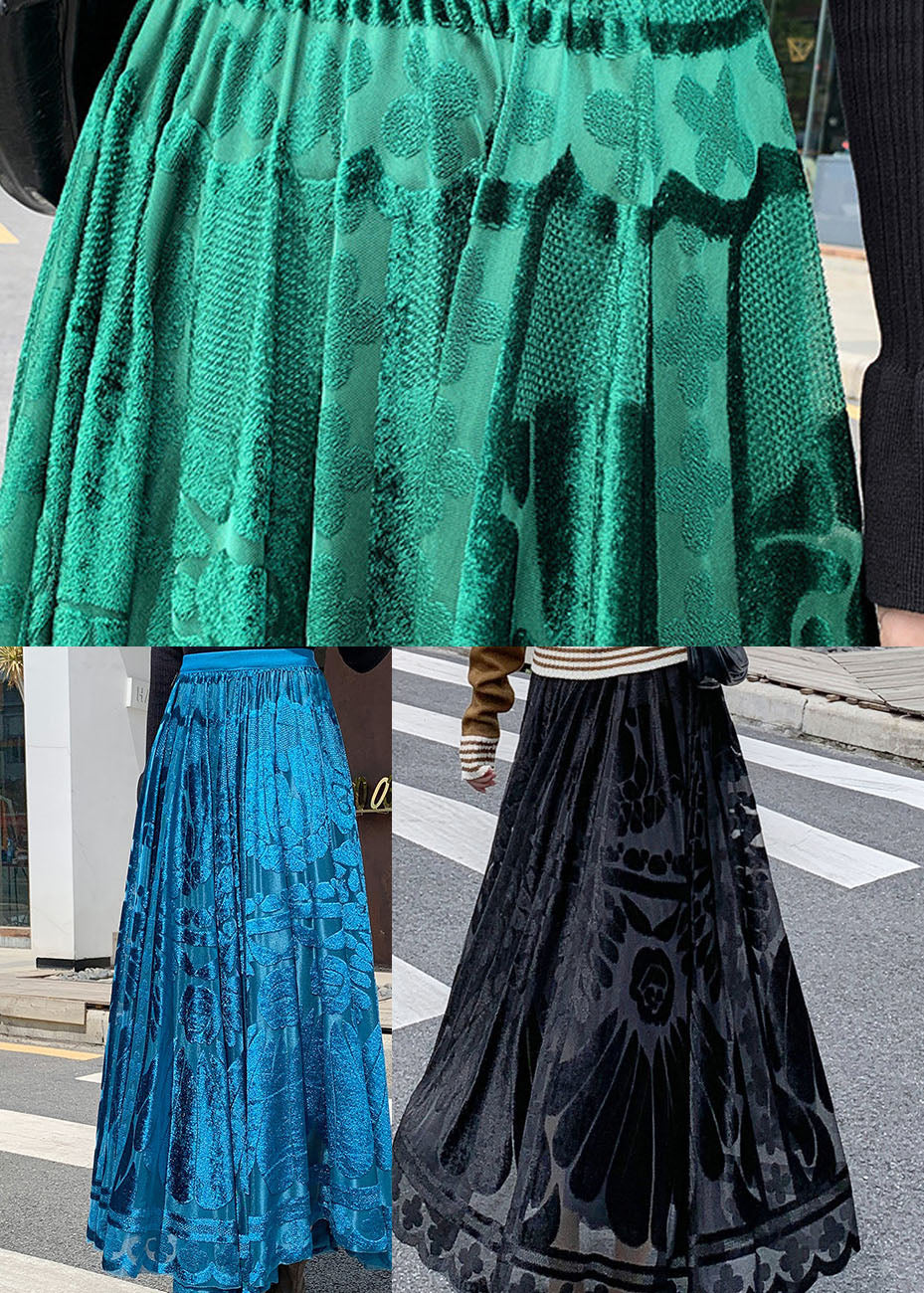 Vintage Green Casual Velour Skirts Winter - Skirts - DINIBLO 