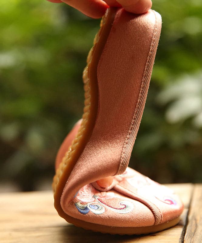 Vintage Orange Embroideried Comfy Cotton Slide Sandals - Slide Sandals - DINIBLO 