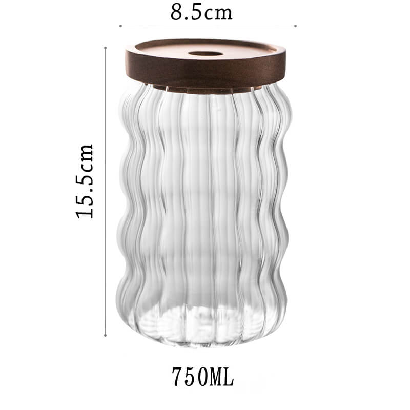 Wavy Striped Glass Storage Jar - Kitchen supplies - DINIBLO 