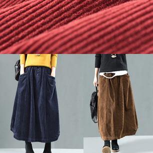 Women Elastic Waist Pockets Spring Wardrobes Tutorials Blue Skirt - Skirts - DINIBLO 