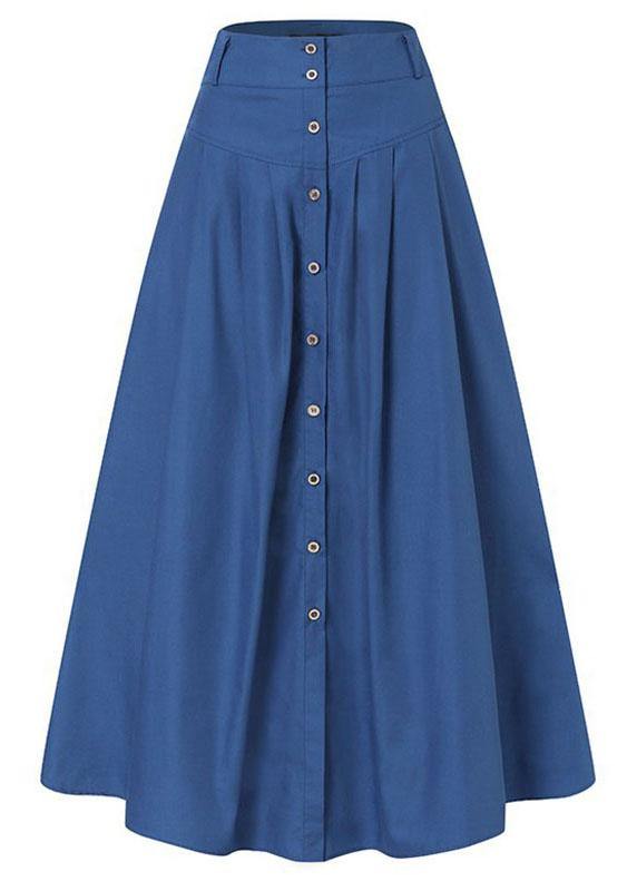 Women Solid Color Bottom Front Loose Casual Long Skirt With Pocket - Skirts - DINIBLO 