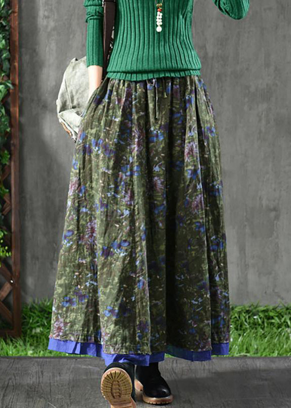 Women Spring Double Layers Floral Printing Skirt -  - DINIBLO 