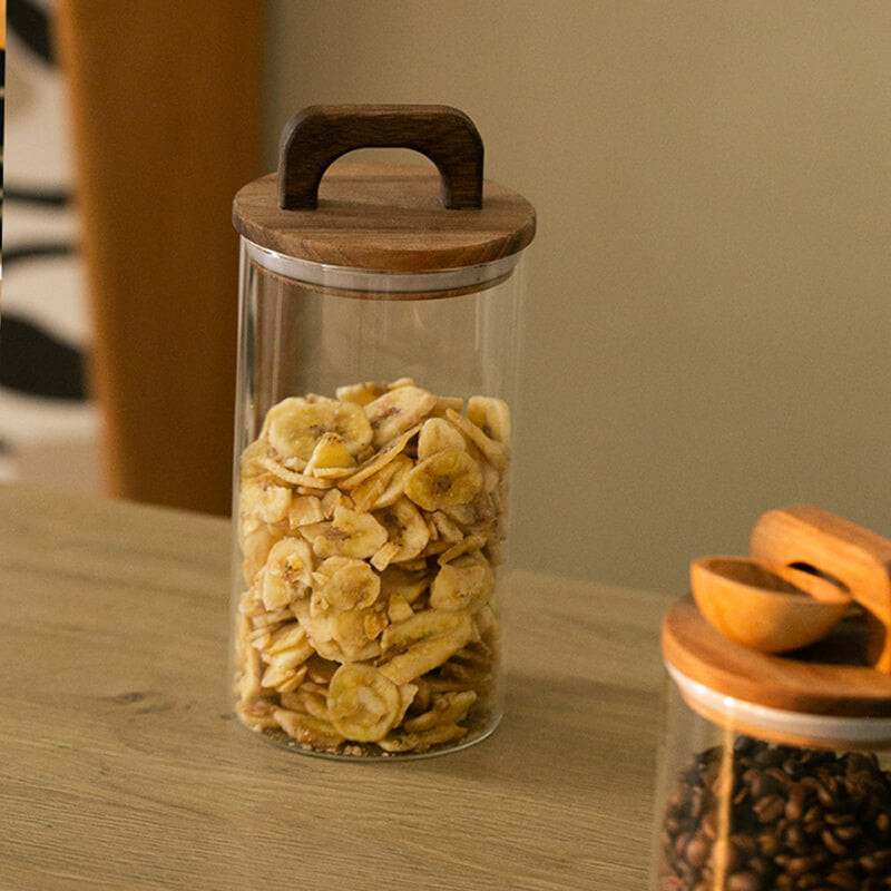 Wooden Handle Glass Storage Jar - Kitchen supplies - DINIBLO 