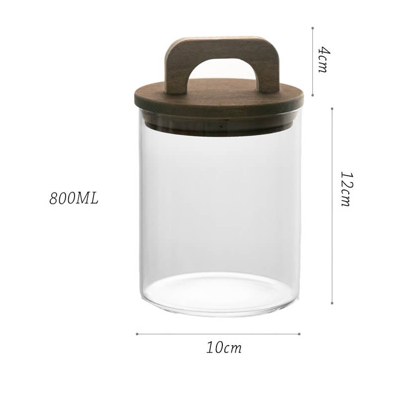 Wooden Handle Glass Storage Jar - Kitchen supplies - DINIBLO 