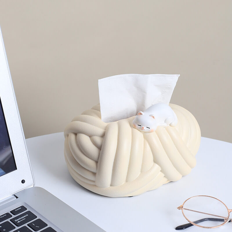 Wool Ball Ceramic Tissue Box - Tissue Box - DINIBLO 