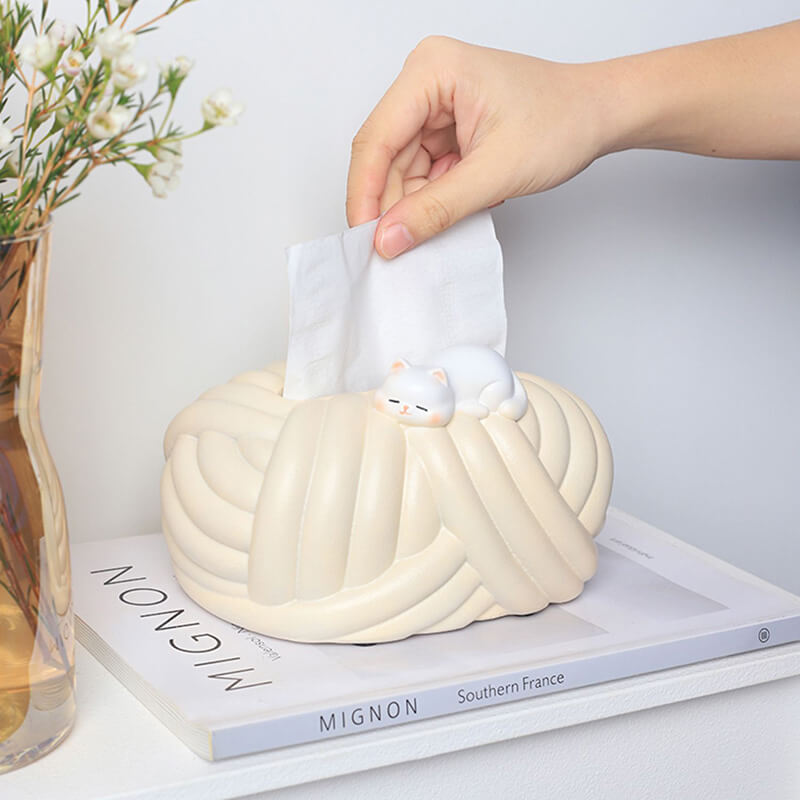 Wool Ball Ceramic Tissue Box - Tissue Box - DINIBLO 