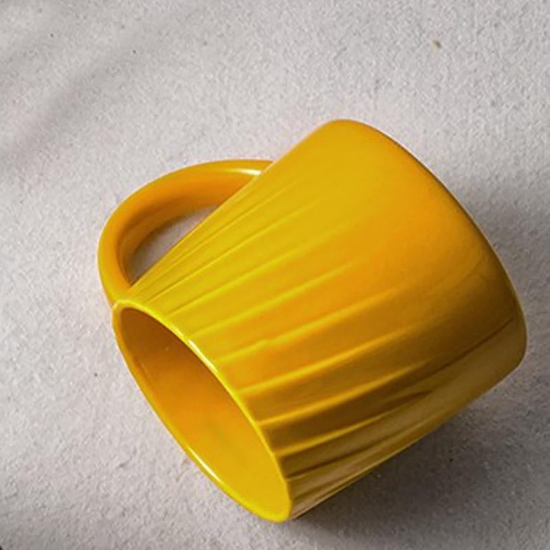 White Black Yellow Stoneware Mug Coffee Cup Teacup - Home Decor > Storage Containers > Cups & Bowls & Spoons - DINIBLO 