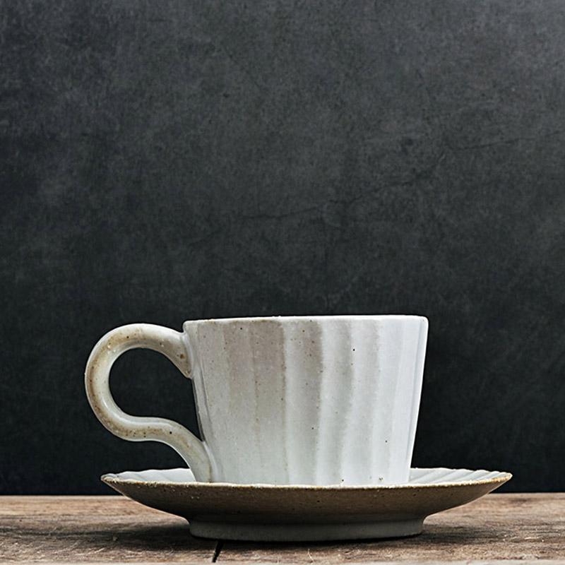 Lightly Splattered White Stoneware Cup With Spoon - Home Decor > Storage Containers > Cups & Bowls & Spoons - DINIBLO 