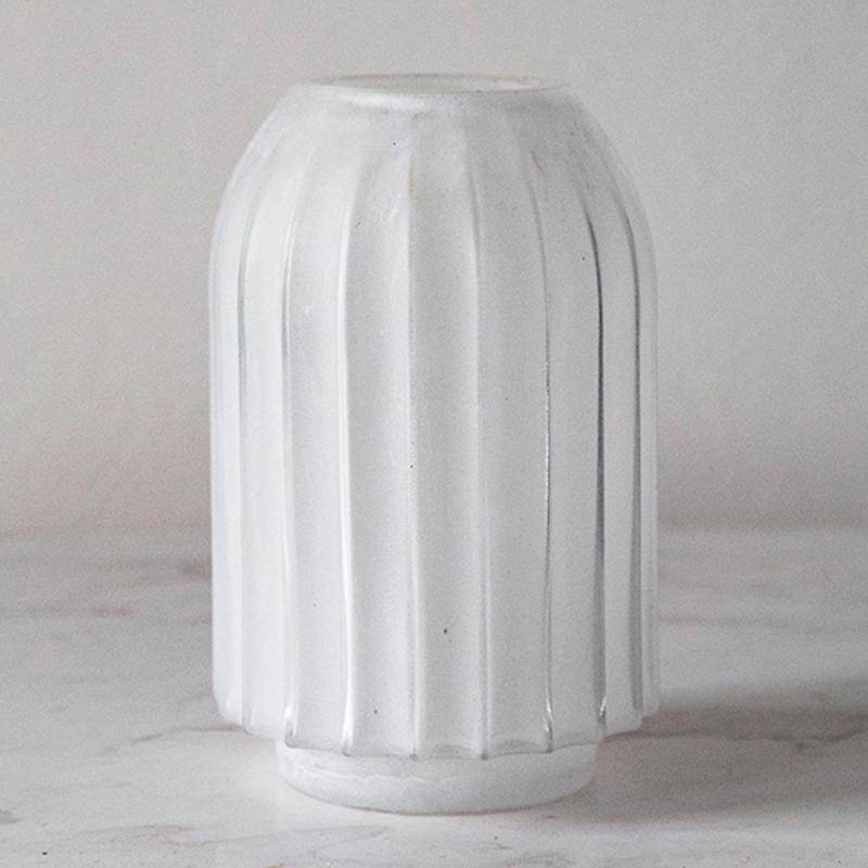 Frosted Glass White Vases Decorative Flower Vases - Home Decor > Home Accessories > Vases - DINIBLO 