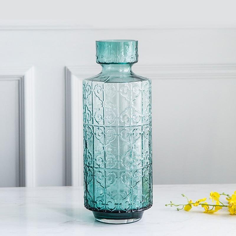 Retro Style Cylinder Blue Glass Flower Vases - Home Decor > Home Accessories > Vases - DINIBLO 