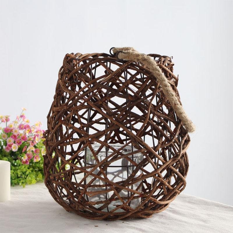 Rustic Globe Wicker Woven Floor Festival Lanterns - Home Decor > Candle holders & Lanterns > Lanterns - DINIBLO 