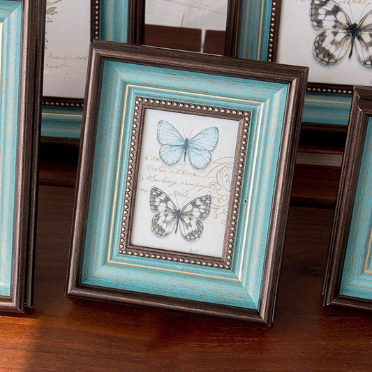 4'' x 6'' Rectangular Resin Blue Silver Gold Picture Frames - Home Decor > Home Accessories > Picture Frames - DINIBLO 