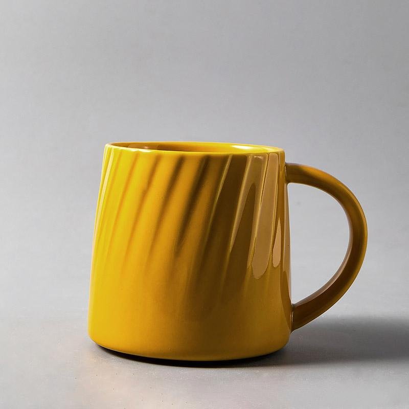 White Black Yellow Stoneware Mug Coffee Cup Teacup - Home Decor > Storage Containers > Cups & Bowls & Spoons - DINIBLO 