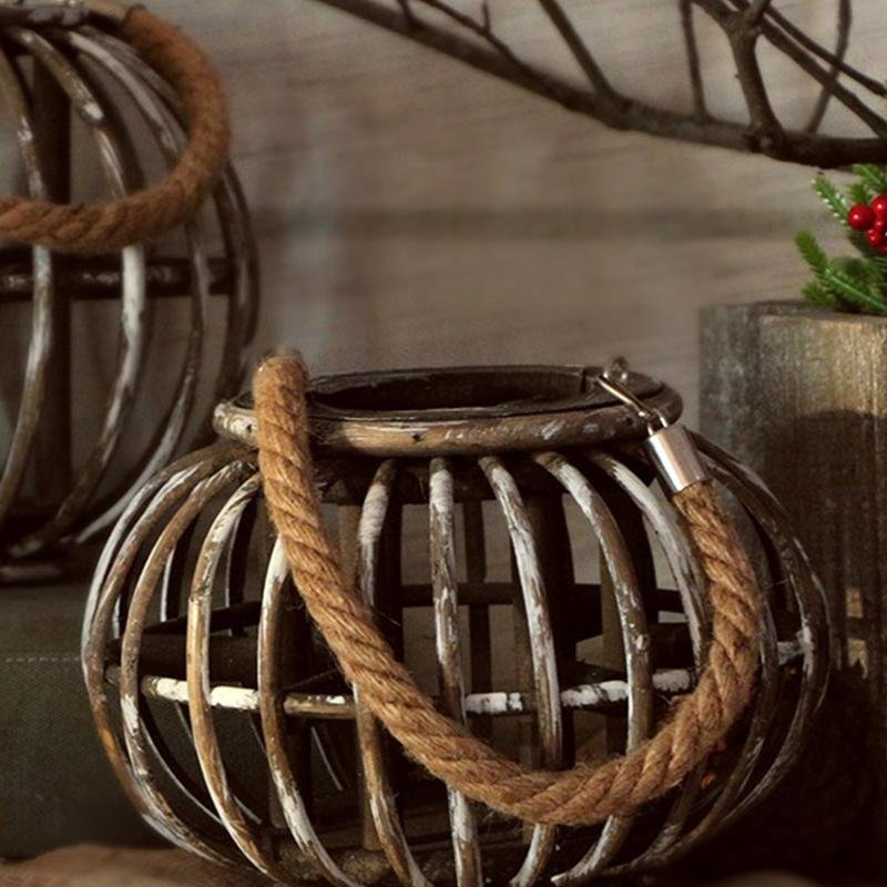 Lantern type Wicker Floor Lamps Burlywood - Home Decor > Candle holders & Lanterns > Lanterns - DINIBLO 