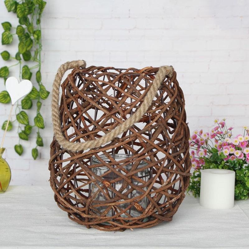 Rustic Globe Wicker Woven Floor Festival Lanterns - Home Decor > Candle holders & Lanterns > Lanterns - DINIBLO 