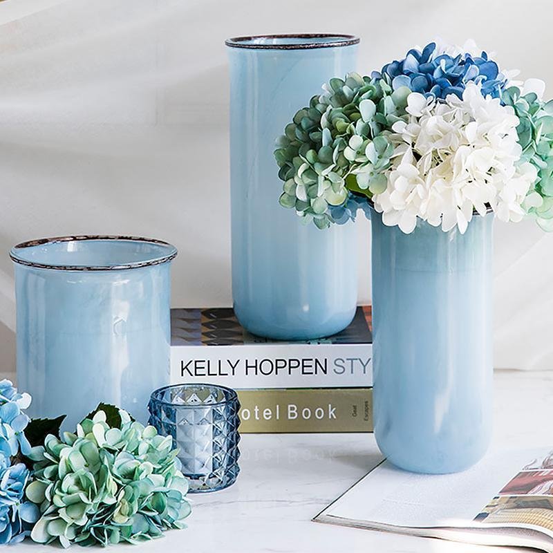 Nordic Modern Style Transparent Glass Blue Vases Cylinder Decorative Flower Vases - Home Decor > Home Accessories > Vases - DINIBLO 