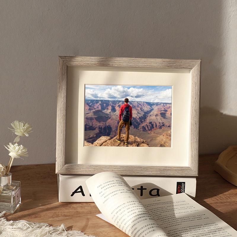 8'' Rectangular Wood Glass Picture Frames with Desktop Wall Hanging Decoration - Home Decor > Home Accessories > Picture Frames - DINIBLO 