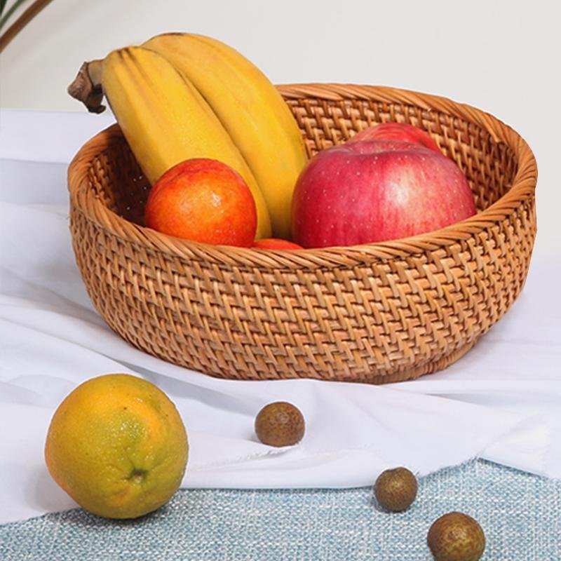 Round Wicker Woven Decorative Storage Trays - Organization > Storage Containers > Storage Trays - DINIBLO 