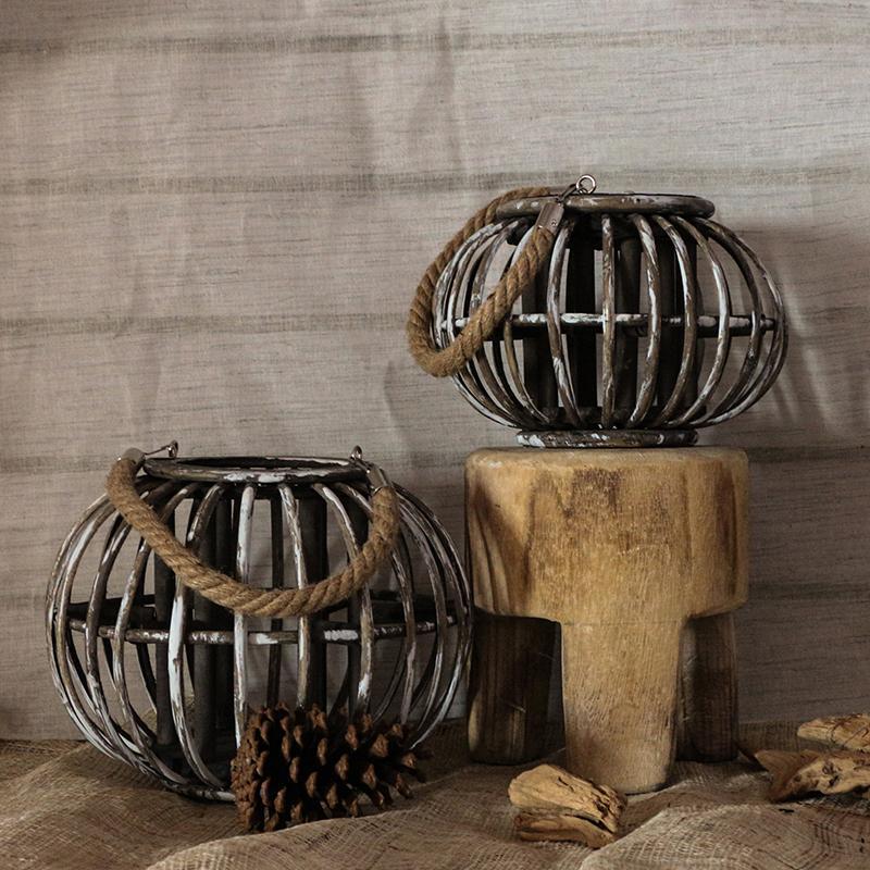 Lantern type Wicker Floor Lamps Burlywood - Home Decor > Candle holders & Lanterns > Lanterns - DINIBLO 