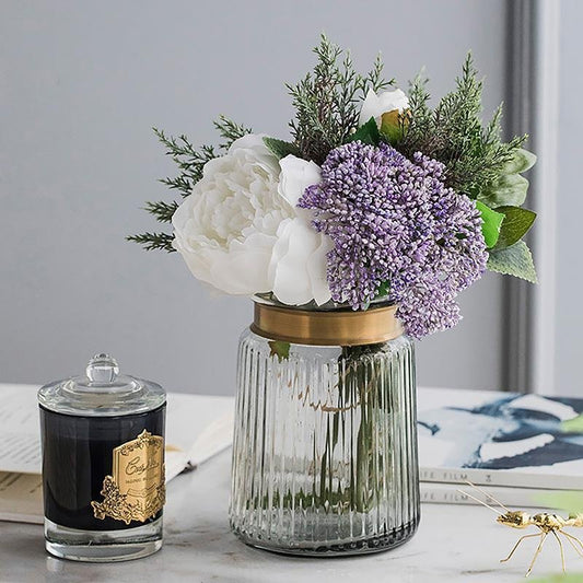 Modern Nordic Style Glass Cylinder Vase with Gold Belt - Home Decor > Home Accessories > Vases - DINIBLO 