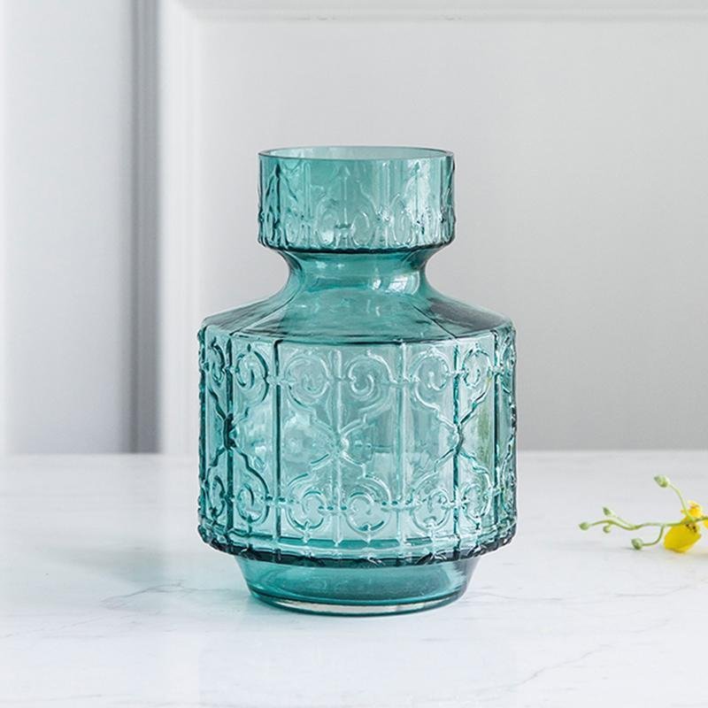 Retro Style Cylinder Blue Glass Flower Vases - Home Decor > Home Accessories > Vases - DINIBLO 