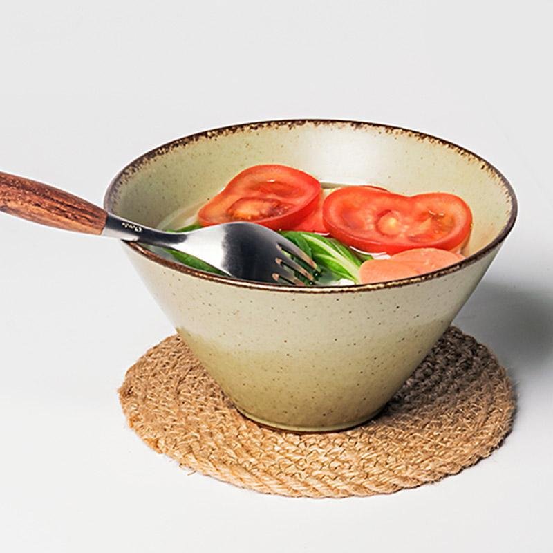 Light Green Stoneware Fruit Bowl With Tiny Base - Home Decor > Storage Containers > Cups & Bowls & Spoons - DINIBLO 