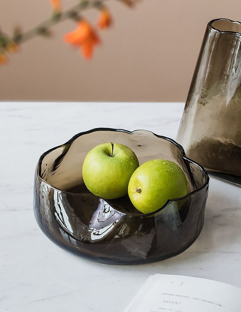 Brown Cylinder Table Glass Vases with Plum Blossom Wide Mouth - Home Decor > Home Accessories > Vases - DINIBLO 