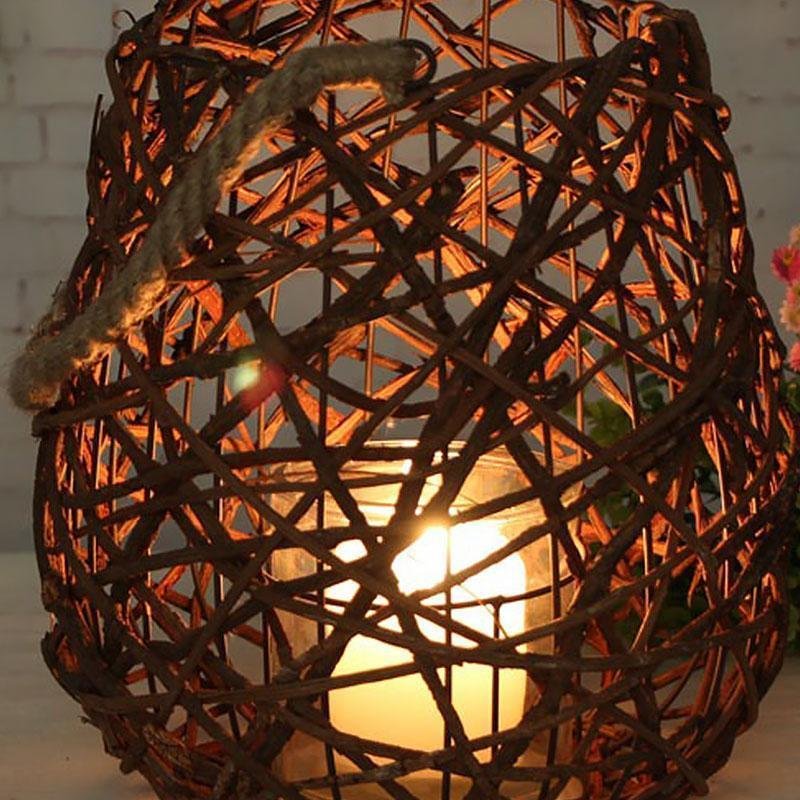 Rustic Globe Wicker Woven Floor Festival Lanterns - Home Decor > Candle holders & Lanterns > Lanterns - DINIBLO 