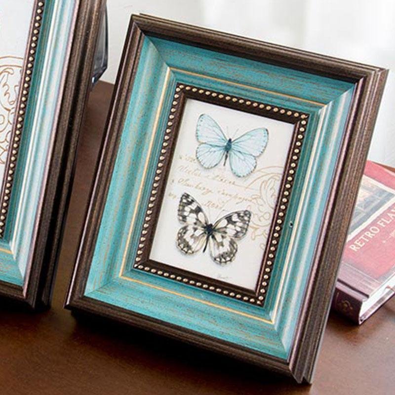 4'' x 6'' Rectangular Resin Blue Silver Gold Picture Frames - Home Decor > Home Accessories > Picture Frames - DINIBLO 