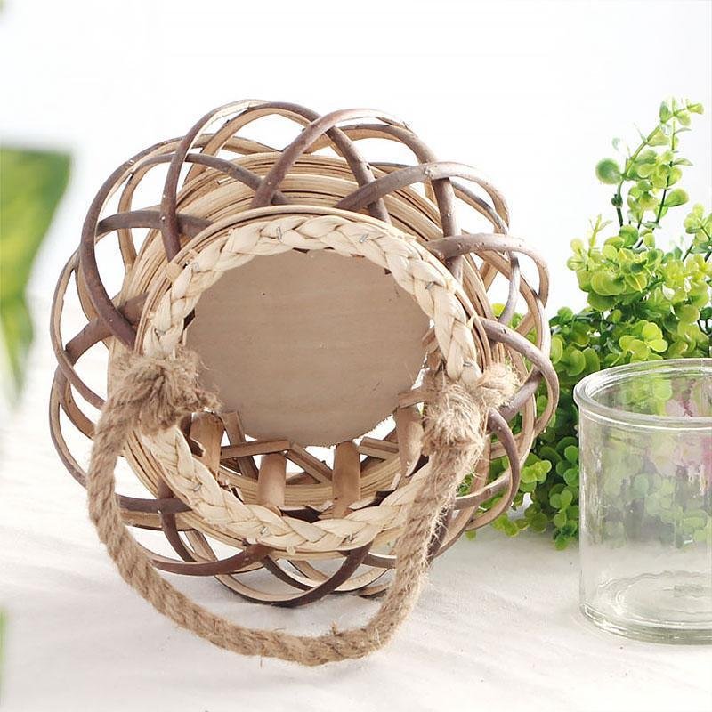 Handmade Globe Portable Retro Farmhouse Wicker Woven Lanterns - Home Decor > Candle holders & Lanterns > Lanterns - DINIBLO 