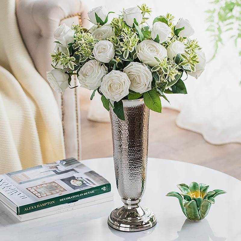 Modern Silver Plated Alloy Candle Holders Shaped Flower Vases - Home Decor > Home Accessories > Vases - DINIBLO 